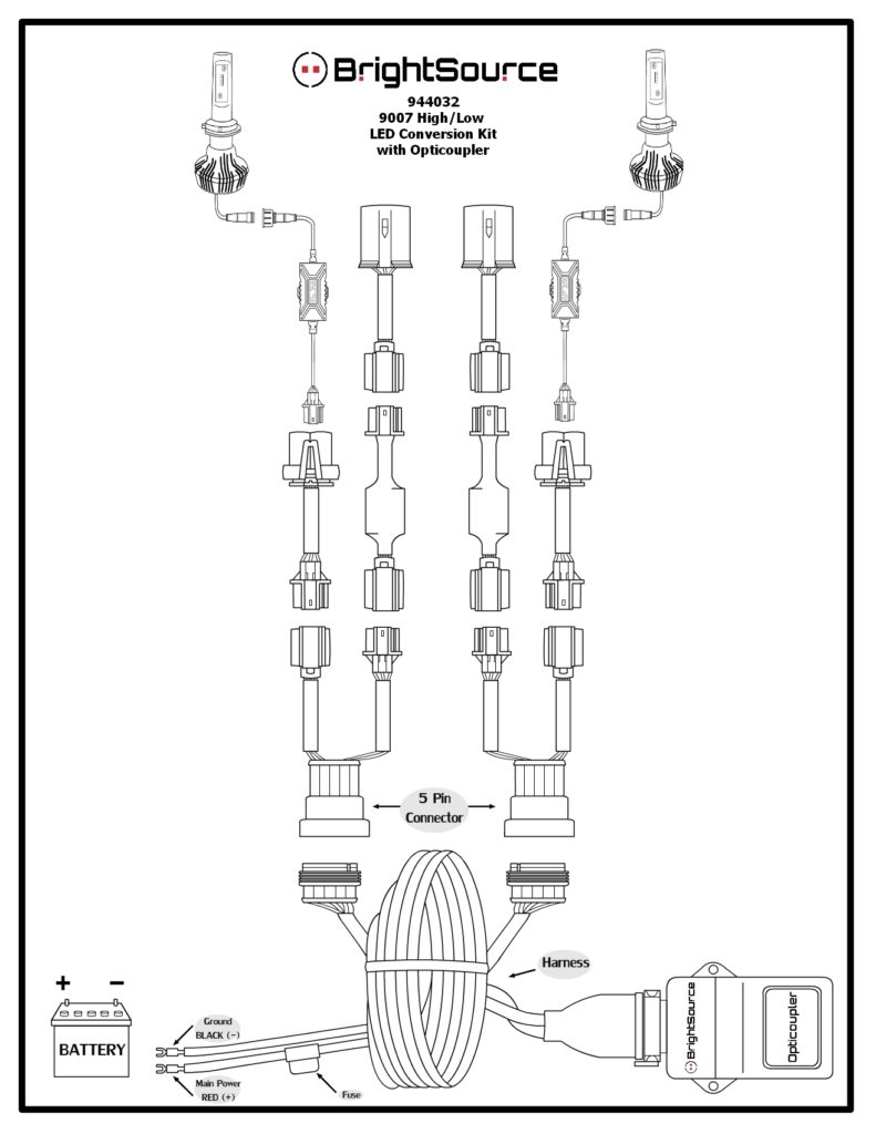 9007 High Low LED Conversion Kit Diagram 9007 High Low LED Conversion Kit